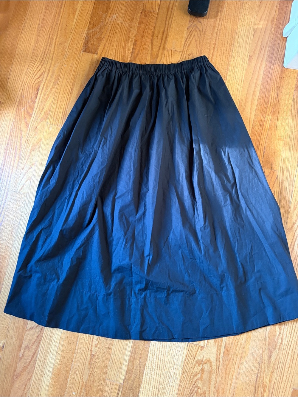Quince | 100% Organic Cotton Poplin A-line Maxi Skirt in Black | Size Small